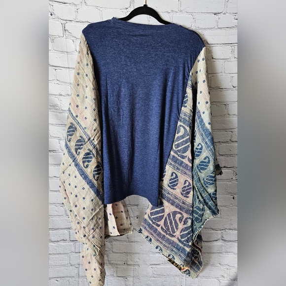 UPCYCLED Kantha Poncho Top OS - Picture 3 of 5